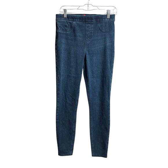 Spanx Jean-ish Ankle Leggings Dark Wash Denim Slimming Jeggings Medium - Picture 1 of 10